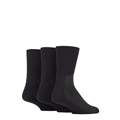 Image of SOCKSHOP Iomi Footnurse Bamboo Cushioned Foot Diabetic Socks Black 6 8.5 Unisex