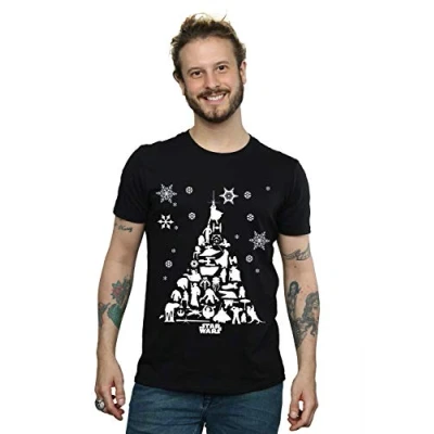 Image of Star Wars Men&#039;s Christmas Tree T Shirt Black Large