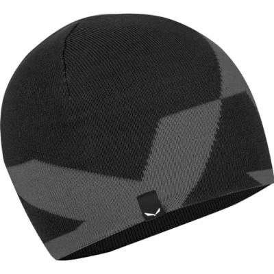 Image of Salewa Pure Reversible Merino Beanie, Black Out Melange, Unisex