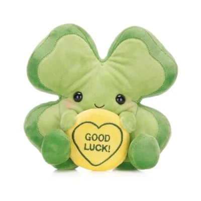 Image of Swizzels Love Hearts 7&quot; (18cm) &quot;Good Luck&quot; Clover Plush Soft Toy