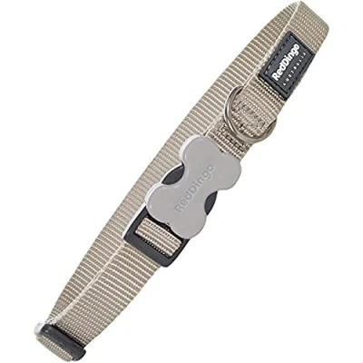 Image of Red Dingo Bucklebone Dog Collar Plain, Grey, Medium 20mm