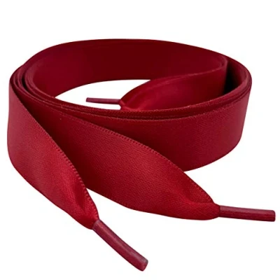 Image of 155cm / 61&quot; Long Burgundy Coloured Satin Ribbon Shoelaces My Laces™ Ideal For Trainers, Sneakers