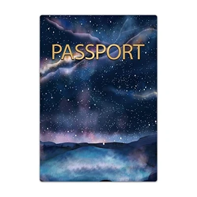 Image of Passport Holder Cover, PU Leather Travel Wallet Case Organiser for Passport, Business Cards, Credit Boarding Passes (Milkyway)