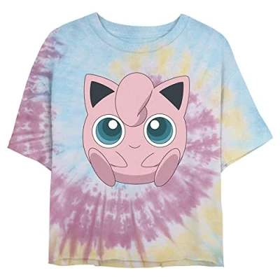Image of Fifth Sun Women&#039;s Jigglypuff Filled Face T Shirt, Blue/Pink/Ligth Yellow, XL
