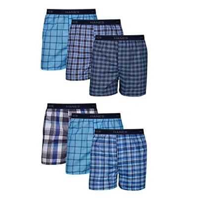 Image of Hanes Men&#039;s Tagless Boxer Underwear, Exposed Waistband, Multi Packs Available Shorts, Assorted 6 Pack, XL (Pack of 6)