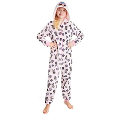 Image of L.O.L. Surprise! Girls Pyjamas, Fleece Onesies For With Lol Dolls Kitty Queen or Unicorn, All in One Children PJ Jumpsuit, Unicorn Gifts (Pink Cat, 9 10 Years)