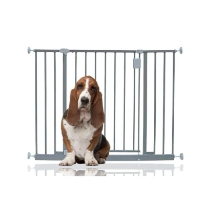 Image of Bettacare Extra Wide Hallway Dog Gate, 97cm 103cm, Grey, Pressure Fit Pet Puppy Safety Barrier for Hallways and Spaces, Easy Installation