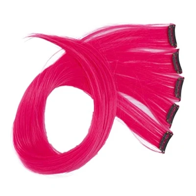 Image of CAISHA 22&#039;&#039; 5 Pieces Colorful Highlights Clip In Extensions Hair Extension Straight Long Hairpiece Bright Pink BST118