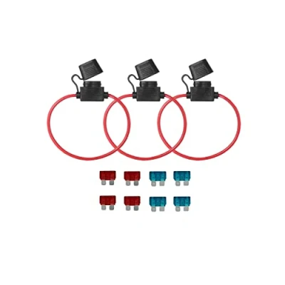 Image of KOLACEN Automotive Car Truck In line 16 Gauge Fuse Holder for Regular Standard Blade Type 3 Pieces + 8 10Apm 15Amp