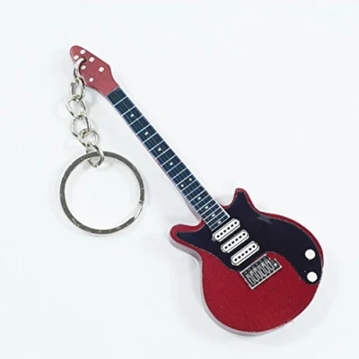 Image of Wooden Key Ring Guitar Shape Queen Brian May Red Special