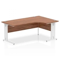 Image of Impulse 1800mm Left Crescent Desk Walnut Top White Cable Managed Leg