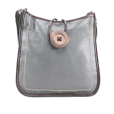 Image of LeahWard Women&#039;s Faux Leather Button Cross Body Messenger Bag Vintage Holiday Shoulder Handbags (L.Grey)