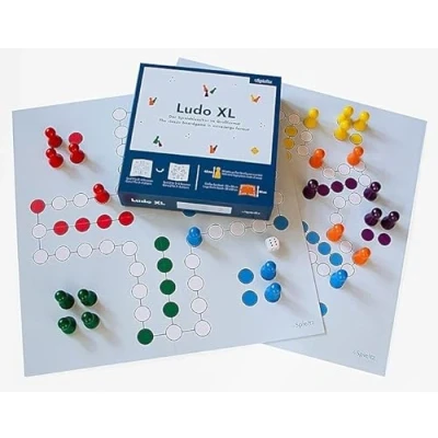 Image of Spieltz XL Giant Ludo Board Game with Extra Large Wooden Toy Figures, 3rd Edition for 4 or 6 Players