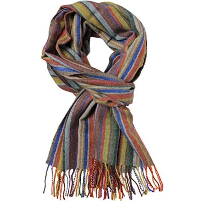 Image of Rotfuchs Men&#039;s scarf Winter stripes &amp; herringbone fashionable 100% wool (Merino) (55 x 180 cm, gray colored)