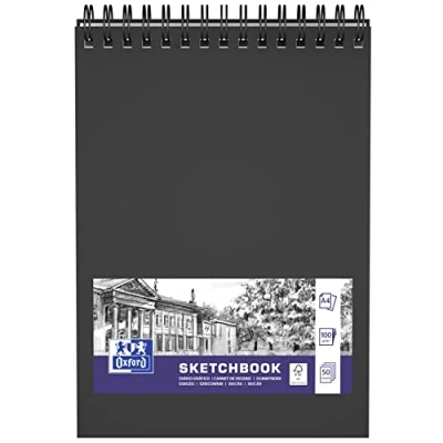 Image of Oxford Sketchbook A4 50 Sheets 100 g Double Spiral Hard Cover Black