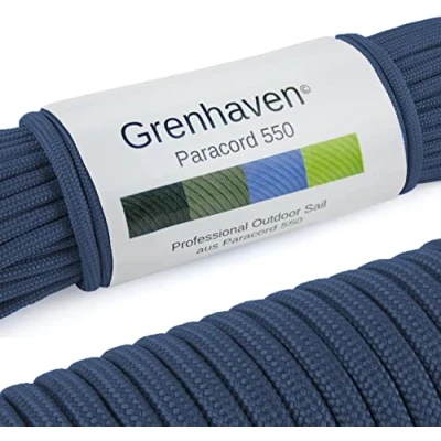 Image of Grenhaven Tear Proof Paracord 550 FOR Outdoor DIY Manual Braiding, Camping, Universal Survival Rope with 7 Cords 100ft long, 250lbs Capacity, 4mm diameter, NOT SUITABLE CLIMBING, dark blue