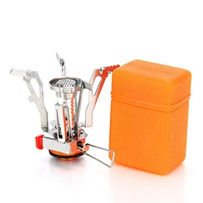 Image of Spotact Outdoor Mini Gas Camping Stove Burner Compact Foldable Portable Furnace Collapsible Ideal Cookware for Hiking Fishing Backpacking