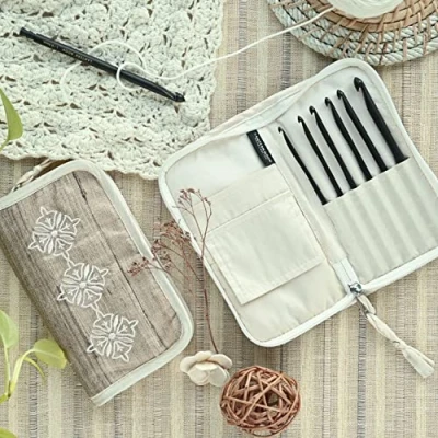 Image of Lantern Moon Radiance Ebony Wood (4 8mm) Durable Single Ended Crochet Hooks Set 1