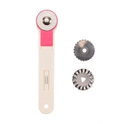 Image of Vaessen Creative Cutter, Incl. 3 Blades, Left and Right Handed use, Sharp Rotary Knife for Fabric, Paper, Leather, Felt, Cardstock More Craft Materials, Ø 28 mm, Silver