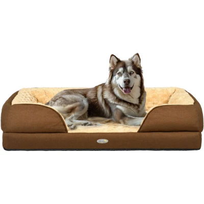 Image of PawHut Dog Sofa Bed Pet Mattress with Removable Washable Cover, Anti Slip Bottom, for Large Sized Dogs, 120L x 80W 22Hcm Brown