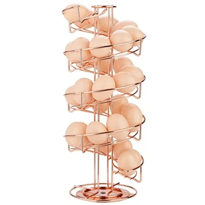 Image of Toplife Spiral Design Metal Egg Skelter Dispenser Rack, Storage Display Rose Gold