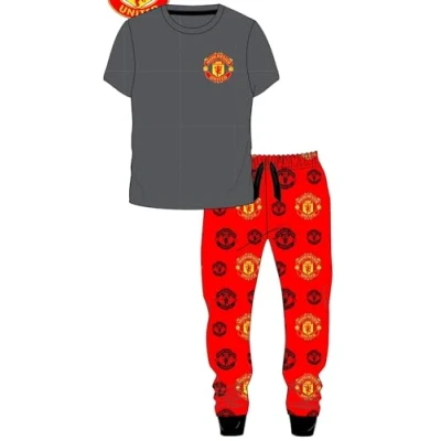 Image of Official Manchester United FC Boys T Shirt &amp; Long Loungewear Pants Pyjama PJ Set MUFC Pyjamas Nightwear for Children Kids (as8, age, 3_years, 4_years, regular, 3 4 Years)