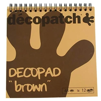 Image of Décopatch Ref BLOC06O Decopad Brown Papers 15cm x 15cm, 48 Sheets, 12 Patterns, Smaller Scale Suitable for Mach, Wood, Metal, Plastic &amp; More