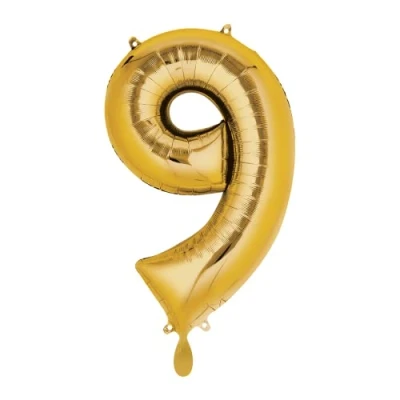 Image of Amscan 3656201 Mid Size Number 9 Gold