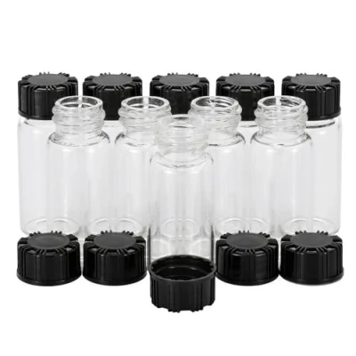 Image of Pxyelec Clear Liquid Sampling Sample Glass Bottles Vials Screwcap Capacity 10 ml (1/3 Oz) Pack of (Clear)