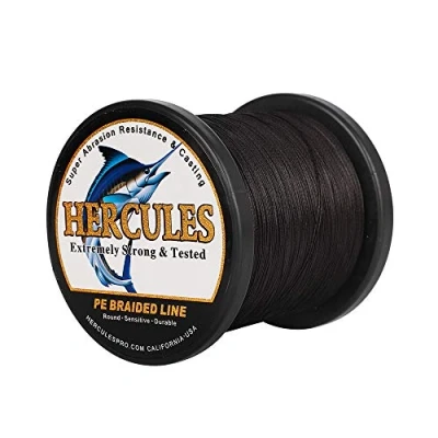 Image of Hercules Super Cast 1000M 1094 Yards Braided Fishing Line 80 LB Test for Saltwater Freshwater PE Braid Fish Lines Superline 8 Strands Black, 80LB (36.3KG), 0.48MM