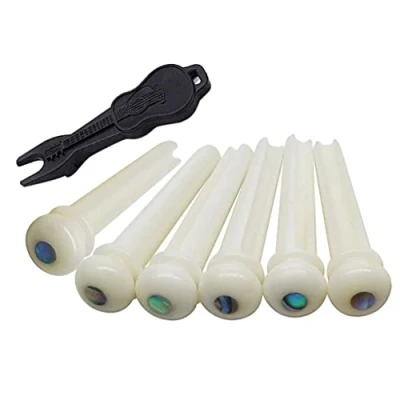 Image of Alnicov Guitar Bridge Pins,Bone Pins With Abalone Dot for 6 String Acoustic