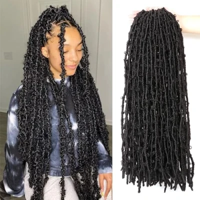 Image of Butterfly Locs Crochet Hair Extensions for Black Women Faux Soft Braids Braidng (24Inch(Pack of 6), #1B)
