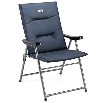 Image of Trail Monarch Folding Camping Chair Padded High Back Outdoor Garden Armchair Seat (Blue &amp; Black)
