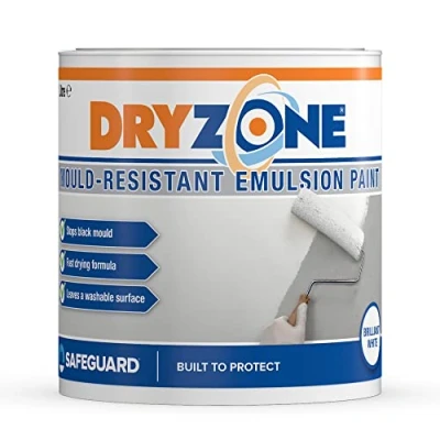 Image of Dryzone Anti Mould Paint 1L Brilliant White Emulsion Resistant for 5 Years, 10m² 12m² coverage