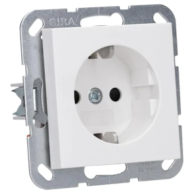 Image of GIRA 445327 Shutter Socket Increased Touch Protection System 55 Pure White Satin Finish