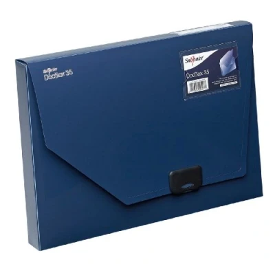 Image of Snopake A4 DocBox Dark Blue 35mm Box File with Push Lock [Pack of 1] Ref: 12858