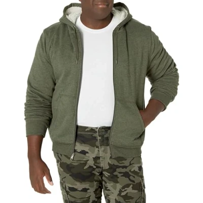 Image of Amazon Essentials Men&#039;s Sherpa Lined Full Zip Fleece Hoodie, Olive, XXL