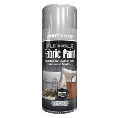 Image of AlezyB 4 x Flexible Fabric Silver 200ml, Spray Paint Leather Vinyl Textile Clothes Fast Drying