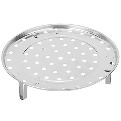 Image of TOPINCN Steam Holder Rack Stainless Steel Round Steaming Tray Insert for Pots, Pans, Crock Pots with Supporting Feet Silver(M)