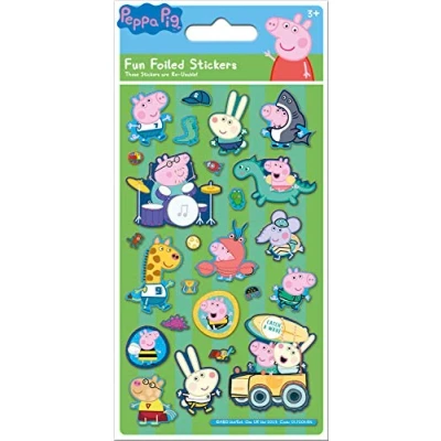Image of Paper Projects 01.70.06.154 Peppa and George Pig Green Sparkly Reusable Stickers, 19.5cm x 9.5cm