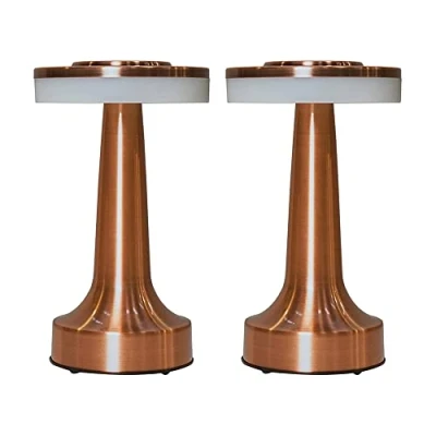 Image of MiniSun Set of 2 Contemporary Petite Wireless Portable Outdoor Garden Copper Dumbbell Touch Table Lamps with an Integrated Rechargeable LED Mood Light Indoor/Outdoor Use