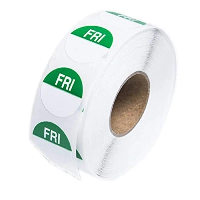 Image of We Can Source It Ltd Day Dots Food Labels Friday Green Hygiene for Commercial Kitchens, Restaurants Self Adhesive Roll of 1000 Stickers Per Pack