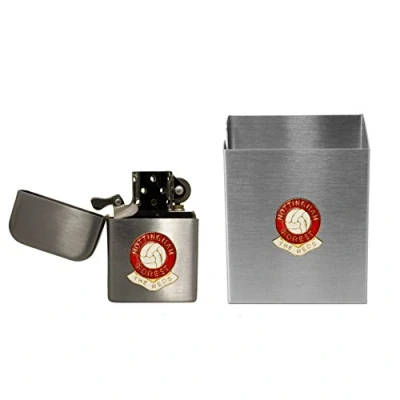 Image of Nottingham Forest football club stormproof petrol lighter and metal cigarette packet cover