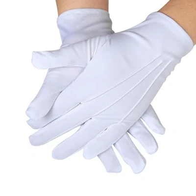Image of WQEDVN White Gloves Men, Santa Gloves, Fancy Dress, Masonic Stitched For Wedding Server Parade Formal Guard Police Tuxedo Jewelry Inspection