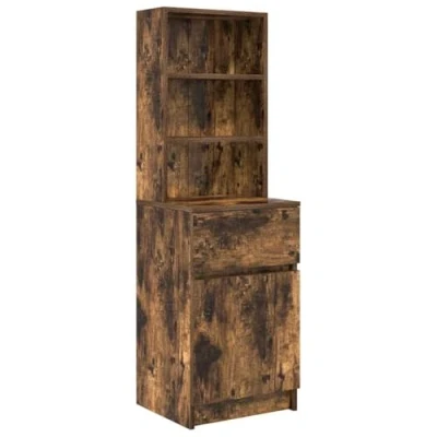 Image of vidaXL bedside cabinet/nightstand smoked oak engineered wood 39x35x125 cm versatile bedroom/living room furniture ample storage