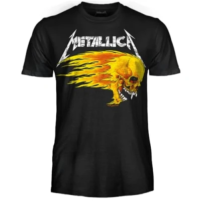 Image of Metallica Pushead Flaming Skull T Shirt Official Rock Band Heavy Metal Unisex Adult Boy Jersey, Skull, XS