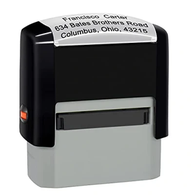 Image of Personalised Stamp (38 x 14mm 3 Lines) Custom Self Inking Rubber Stamps Return Address Black