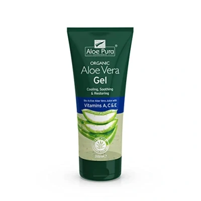 Image of Aloe Pura, Organic Vera Gel with Vitamin&#039;s A, C and E, Natural, Vegan, Cruelty Free, Paraben SLS Soothing, Restoring, 200 ml