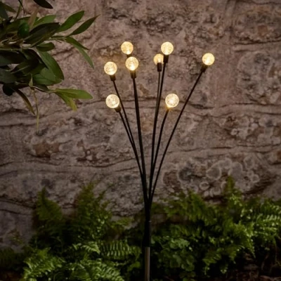 Image of Lights4fun Single Solar Powered LED Wavy Bubble Garden Pathway Decorative Stake Light Outdoor IP44 Rated