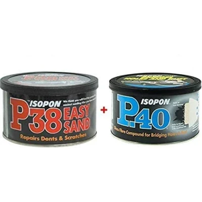 Image of isopon 2 x U POL Davids P38 &amp; P40 Body Filler Compound Car Repair Kit